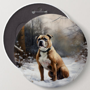 Bóton Redondo 15.24cm Staffordshire Bull Terrier Deixe Nevar Natal