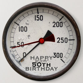 Bóton Redondo 15.24cm Steampunk Old Manometer 50th Birthday Button