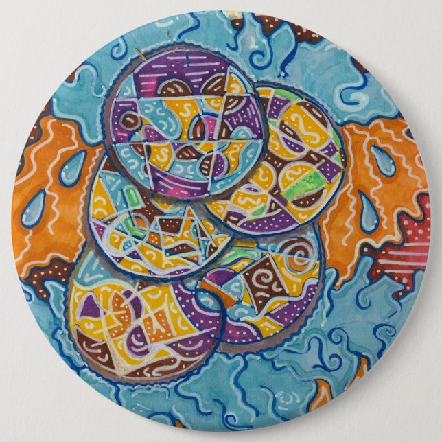 Bóton Redondo 15.24cm Surf Abstrato elementar (Frente)