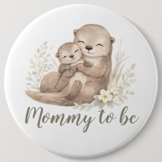 Bóton Redondo 15.24cm Sweet Beige Watercolor Otter Botanical Mommy To Be