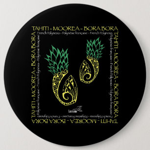 Bóton Redondo 15.24cm Tahiti Moorea Bora Bora Polynésia Tatuagem Pineapp