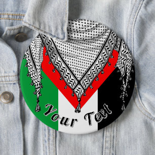 Bóton Redondo 15.24cm Tecido Tradicional do Keffiyeh Scarf Palestino