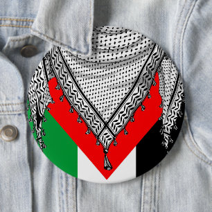 Bóton Redondo 15.24cm Tecido Tradicional do Keffiyeh Scarf Palestino