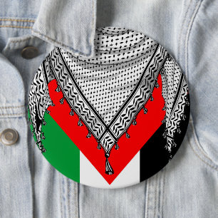 Bóton Redondo 15.24cm Tecido Tradicional do Keffiyeh Scarf Palestino