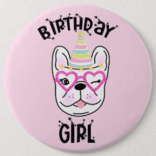 Bóton Redondo 15.24cm Tema da Festa de aniversário Francesa do Bulldog 