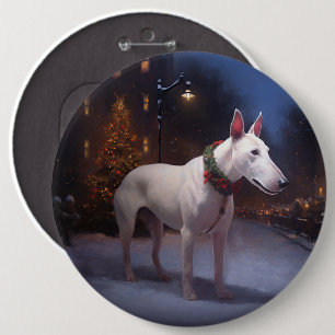 Bóton Redondo 15.24cm Temporada Festiva de Natal do Bull Terrier