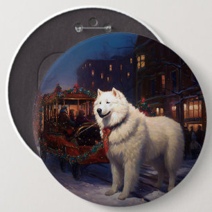 Bóton Redondo 15.24cm Temporada Festiva de Natal Samoyed