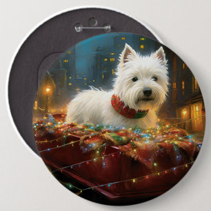 Bóton Redondo 15.24cm Terrier Branco do West Highland Natal Festivo