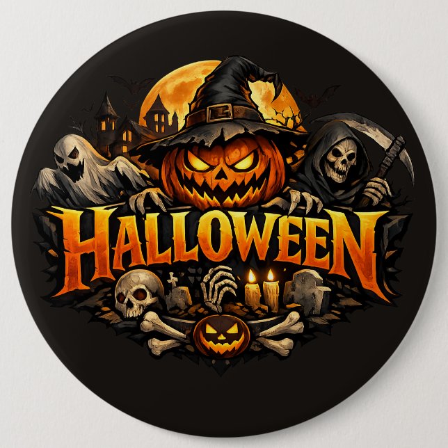 Bóton Redondo 15.24cm Terror do Halloween (Frente)
