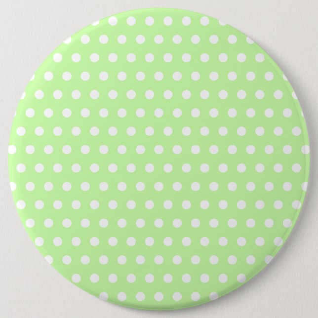 Bóton Redondo 15.24cm Teste padrão de bolinhas verde e branco. Manchado (Frente)