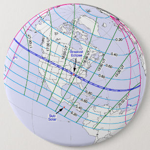 Bóton Redondo 15.24cm Trajeto global do eclipse solar 2017 totais