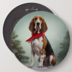 Bóton Redondo 15.24cm Tremendo Cachorro Walker Coonhound no Natal da Nev