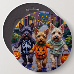 Bóton Redondo 15.24cm Tricôes de Skye Terrier no Halloween