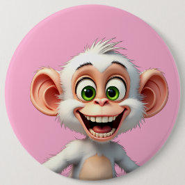 Bóton Redondo 15.24cm Um macaco branco sorridente