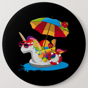 Bóton Redondo 15.24cm Unicórnio com mané arco-íris e parasol