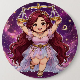 Bóton Redondo 15.24cm Universo de Veludo Zodíaco — Botão Pastel de Libra