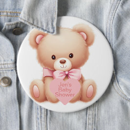 Bóton Redondo 15.24cm Urso de Teddy Rosa