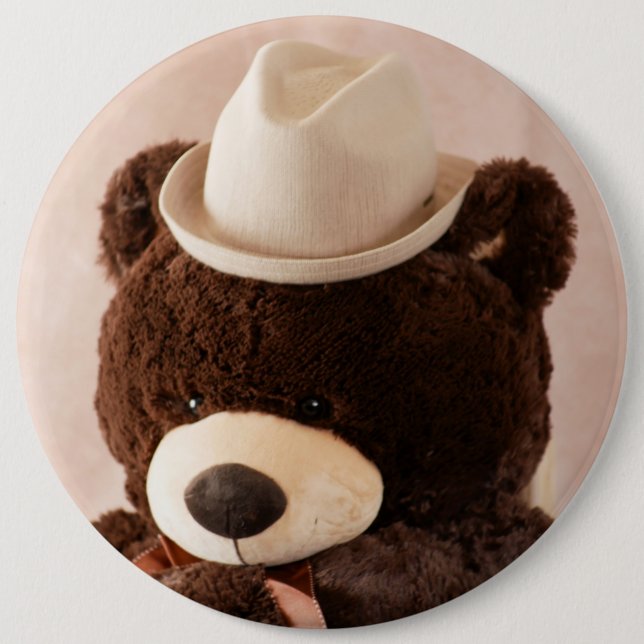 Bóton Redondo 15.24cm Urso e Chapéu Gigantes (Frente)