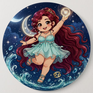 Bóton Redondo 15.24cm Velvet Universe Zodíaco — Botão da Maré da Lua em