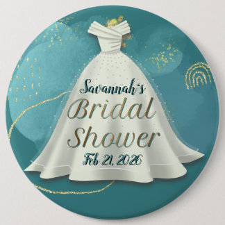 Bóton Redondo 15.24cm Vestido de Noiva Brilho Dourado Azul Profundo Chuv