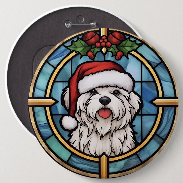 Bóton Redondo 15.24cm Vidro Colorido de Natal Maltês (Frente & Verso)