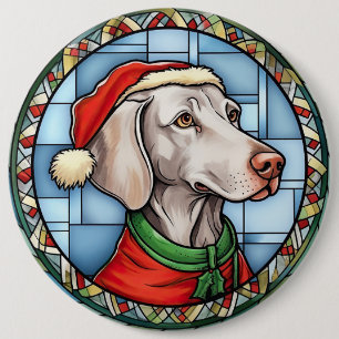 Bóton Redondo 15.24cm Vidro Colorido de Natal Weimaraner