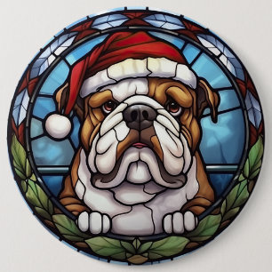 Bóton Redondo 15.24cm Vidro Pintado de Natal Bulldog