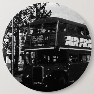 Bóton Redondo 15.24cm Vintage Inglaterra ônibus de dois andares