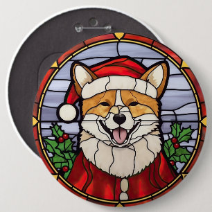 Bóton Redondo 15.24cm Vitraux de Natal Shiba Inu