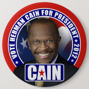 Bóton Redondo 15.24cm Voto Herman Cain 2012