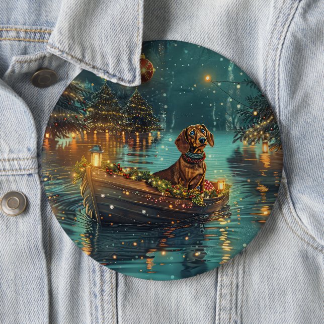 Bóton Redondo 15.24cm Voyage festiva do Natal Dachshund (In Situ)
