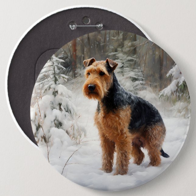 Bóton Redondo 15.24cm Welsh Terrier Deixe-o nevar no Natal (Frente & Verso)