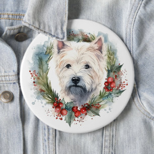 Bóton Redondo 15.24cm West Highland White Terrier Wreath de Natal