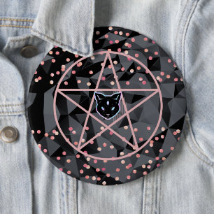 Bóton Redondo 15.24cm WiizyWitch Magic Witch Cosmic Cat Pentacle Magick