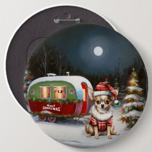 Bóton Redondo 15.24cm Winter Chihuahua Caravan Christmas Adventure