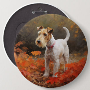 Bóton Redondo 15.24cm Wirefox Terrier no Outono Folhas Caídas Inspiram