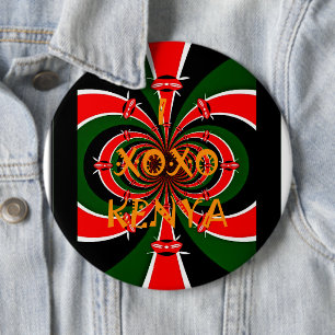 Bóton Redondo 15.24cm XOXO I Love Kenya Black Red Green Flag