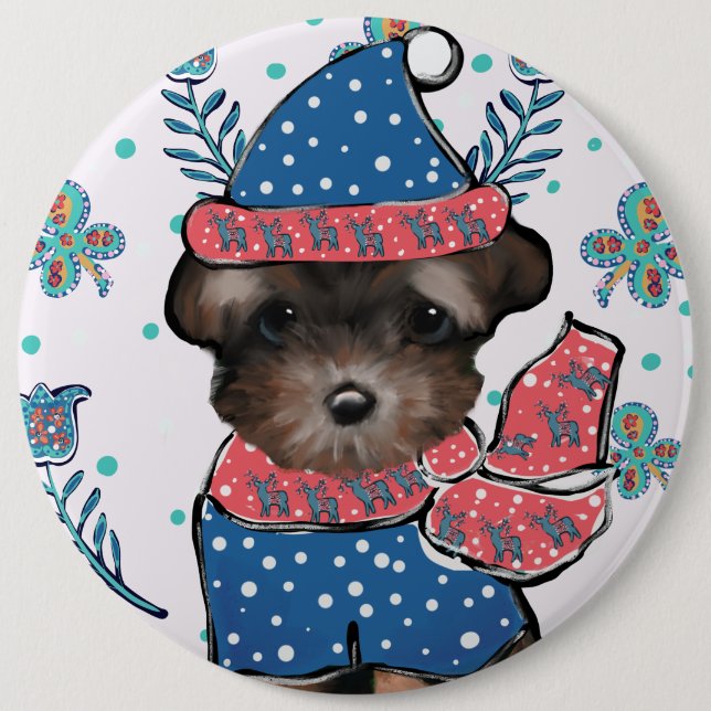 Bóton Redondo 15.24cm Yorkie Poo  (Frente)