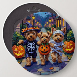 Bóton Redondo 15.24cm Yorkipoo Pedindo Doces em Fantasias de Halloween