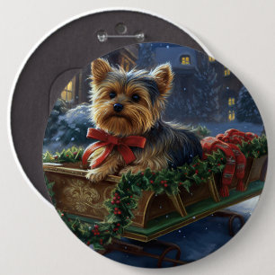 Bóton Redondo 15.24cm Yorkshire Terrier Temporada Festiva de Natal