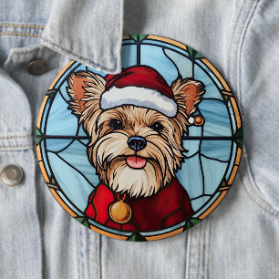 Bóton Redondo 15.24cm Yorkshire Terrier Vidro Colorido Natal
