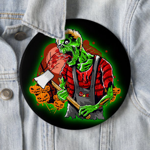 Bóton Redondo 15.24cm Zombie verde engraçado do Halloween Ax no bot