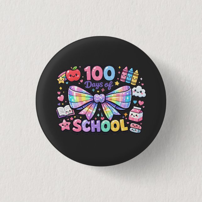 Bóton Redondo 2.54cm 100 Days Of School  (Frente)