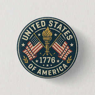 Bóton Redondo 2.54cm 1776 Tocha de Liberdade — Fecho de Americana de Vi