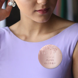 Bóton Redondo 2.54cm 18º aniversário rosa dourado dourado dourado drena