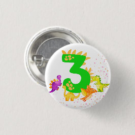 Bóton Redondo 2.54cm 3rd Birthday. Dinosaur Design. My third birthday.