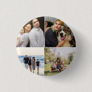 Bóton Redondo 2.54cm 4 Colagem de Fotos de Família Personalizada