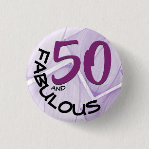 Bóton Redondo 2.54cm 50 e Fabulosa Tipografia Roxo-Púrpura de Aniversár
