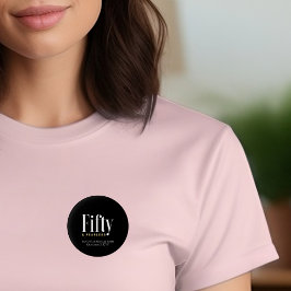 Bóton Redondo 2.54cm 50 e imbecil, Elegante moderno preto, personalizad