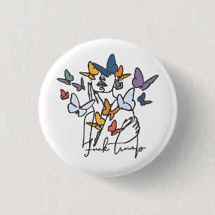 Bóton Redondo 2.54cm 86 47 Camisa Floral Anti-Trump, Presidente Impeach